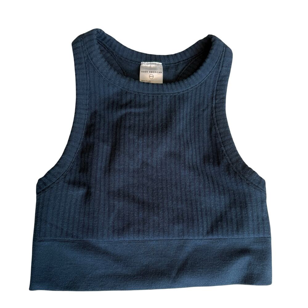 Good American Sports Bra Ribbed Blue Size 00/0
